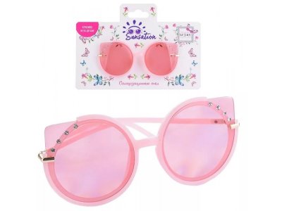 Солнцезащитные очки для детей Lukky Fashion Кошачий взгляд с декором из страз 1-00370032_1