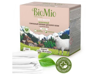 Порошок стиральный BioMio Bio-White д/белого белья, с экстр. хлопка. 1,5 кг 1-00031638_1