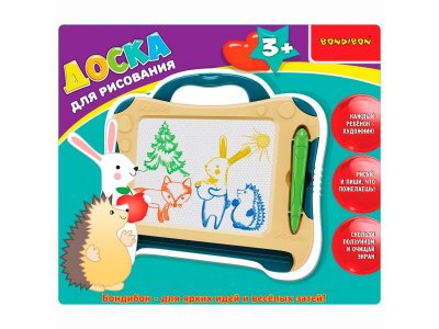 Доска для рисования Bondibon цветная со стилусом 18,6*16,2*2,5 см 1-00371416_2