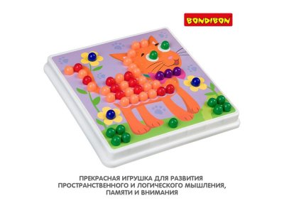 Мозаика для малышей Bondibon, 8 картинок-шаблонов, 240 фишек 1-00371442_9