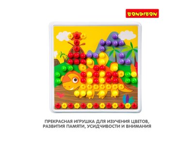 Мозаика для малышей Bondibon Волшебные винтики, 10 карт-шабл, 100 фиш, 100 винт, отвертка 1-00371443_9