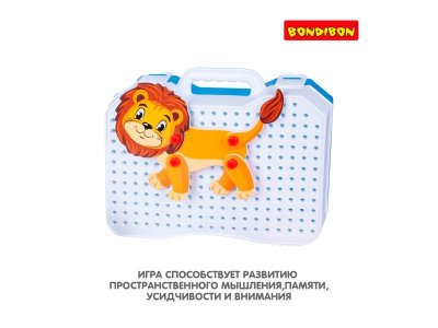 Мозаика для малышей Bondibon 3D фигурки животных, с отверткой, в чемоданчике 1-00371447_7