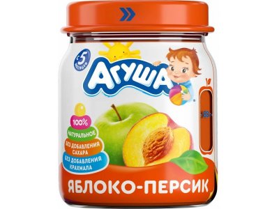 Пюре Агуша Яблоко, персик 100 г 1-00372902_1