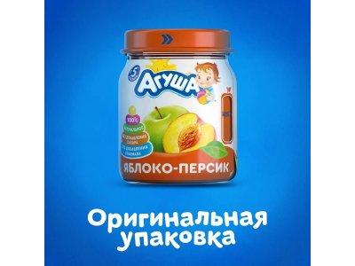 Пюре Агуша Яблоко, персик 100 г 1-00372902_2