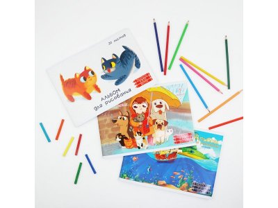 Альбом для рисования Paper Art Kids Котики 18 листов и 2 листа раскраски 1-00373431_2