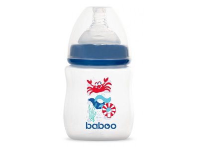 Бутылочка с силиконовой соской Baboo Marine (широкая) 150 мл 0 мес+ 1-00375279_1