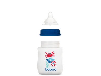 Бутылочка с силиконовой соской Baboo Marine (широкая) 150 мл 0 мес+ 1-00375279_2