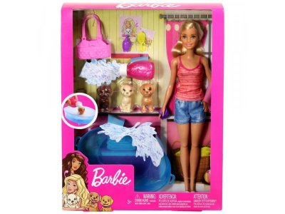 Набор игровой Barbie Купание щенков с куклой Барби, питомцами и ванной 1-00376187_1