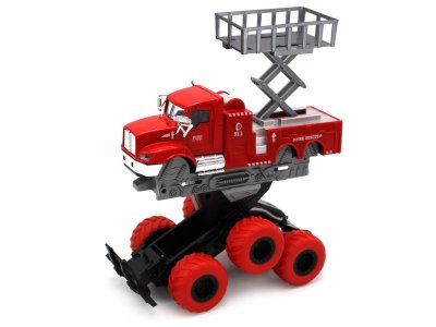 Игрушка Funky Toys Пожарная машина с подъемником с краш-эффектом, кабина die-cast, 6*6, 1:43 1-00381422_2