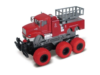 Игрушка Funky Toys Пожарная машина с подъемником с краш-эффектом, кабина die-cast, 6*6, 1:43 1-00381422_1