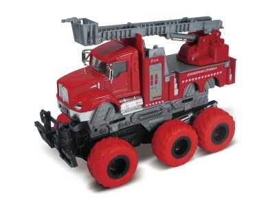Игрушка Funky Toys Пожарная машина с выдвижной лестницей с краш-эффектом, кабина die-cast, 6*6, 1:43 1-00381423_1