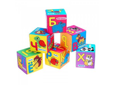 Мягкая игрушка IQ-Zabiaka Кубики Учим алфавит, 6 шт., 10*10 см 1-00381791_1