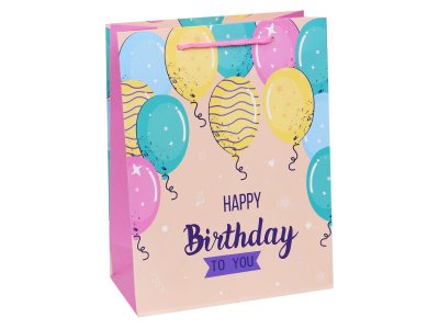 Пакет подарочный Dream cards Яркие шары на день рождения 31*42*12 см 1-00382253_1