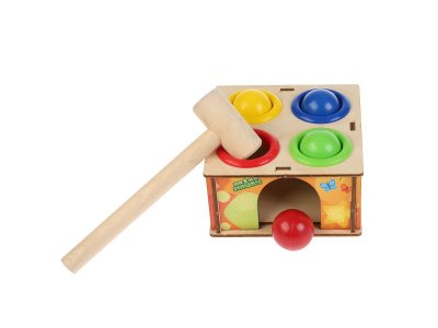 Игрушка из дерева Буратино настольная игра Стучалка, играем в шарики 1-00301961_3