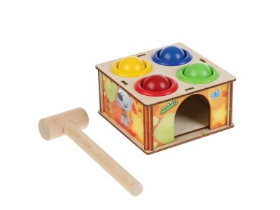 Игрушка из дерева Буратино настольная игра Стучалка, играем в шарики 1-00301961_5
