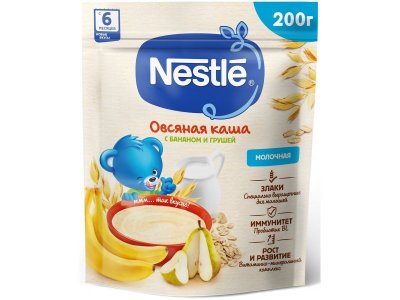 Каша Nestle молочная овсяная с грушей и бананом с бифидобактериями BL 200 г 1-00383731_1