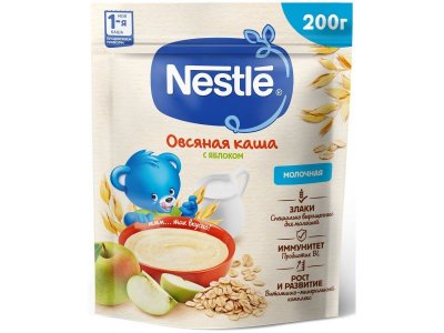 Каша Nestle молочная овсяная с яблоком с бифидобактериями BL 200 г 1-00383732_1