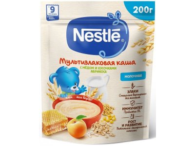 Каша Nestle молочная мультизлаковая с мёдом и кусочками абрикоса с бифидобактериями BL 200 г 1-00383735_1