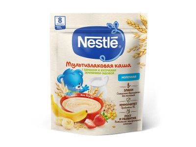 Каша Nestle молочная мультизлаковая с бананом и кусочками земляники с бифидобактериями BL 200 г 1-00383736_5