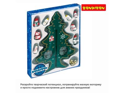 Новогодний набор Bondibon Деревянная ёлочка 3D с игрушками, высота 17,5 см 1-00384004_5