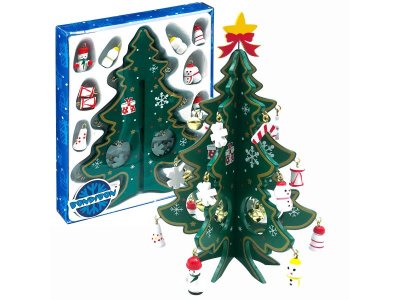 Новогодний набор Bondibon Деревянная ёлочка 3D с игрушками, высота 17,5 см 1-00384004_13