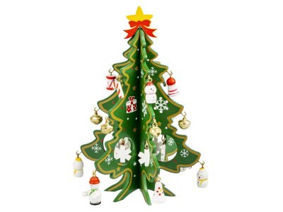 Новогодний набор Bondibon Деревянная ёлочка 3D с игрушками, высота 17,5 см 1-00384004_1