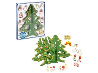 Новогодний набор Bondibon Деревянная ёлочка 3D с игрушками, высота 17,5 см 1-00384004_16