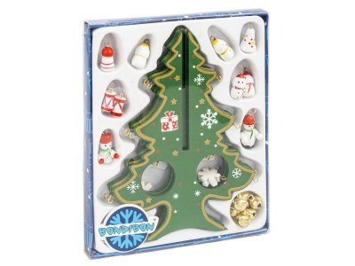 Новогодний набор Bondibon Деревянная ёлочка 3D с игрушками, высота 17,5 см 1-00384004_17