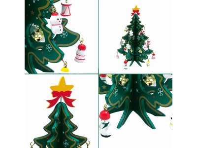 Новогодний набор Bondibon Деревянная ёлочка 3D с игрушками, высота 17,5 см 1-00384004_18