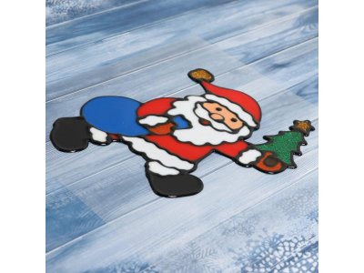 Наклейка на стекло Зимнее волшебство Дед Мороз с елкой и мешком 1-00384609_2