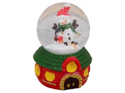 Сувенир новогодний Miland Снежный шар Снеговик в шапочке 1-00385126_1