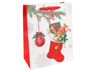 Пакет подарочный Miland Dream cards Новогодний носок с подарками 26*32*10 см 1-00385145_1