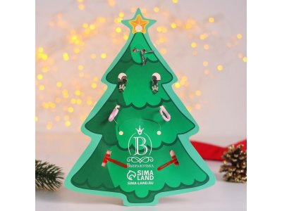 Набор новогодний Выбражулька (2 заколки, клипсы, бусы, 2 кольца, ёлка) 1-00384822_4