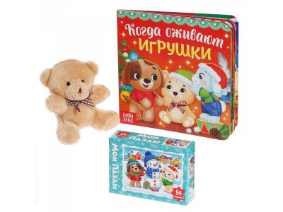 Набор подарочный Буква-Ленд Сюрприз от Мишки: книга картонная + игрушка + пазл 1-00384968_2