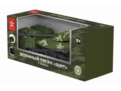 Игрушка Нордпласт Военный тягач Щит с танком (камуфляж) в инд.коробке 1-00311489_2