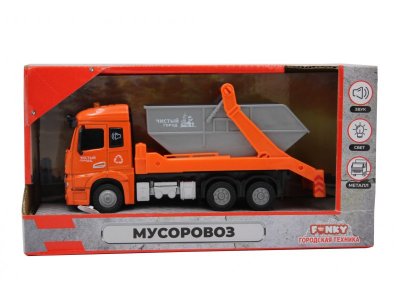 Игрушка Funky Toys Мусоровоз, кабина die-cast, инерционный механизм, свет, звук, 1:43 1-00356337_2