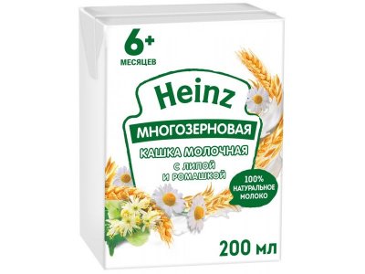 Кашка Heinz молочная жидкая многозерновая с липой и ромашкой 200 мл 1-00385666_1
