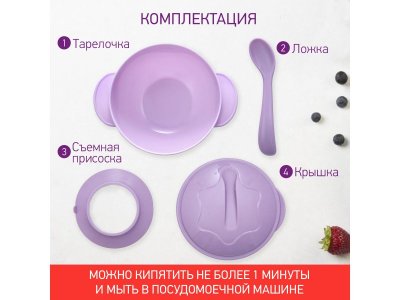 Набор посуды Roxy-Kids тарелка на присоске, крышка и ложка 1-00385946_18
