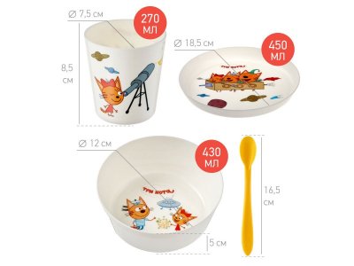 Набор посуды Roxy-Kids Три Кота Космическое путешествие (тарелка, миска, стакан и ложка) 1-00385947_11