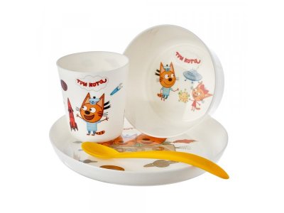 Набор посуды Roxy-Kids Три Кота Космическое путешествие (тарелка, миска, стакан и ложка) 1-00385947_1