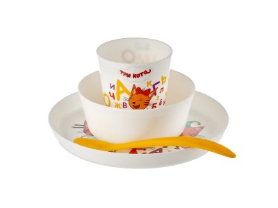 Набор посуды Roxy-Kids Три Кота Обучайка (тарелка, миска, стакан и ложка) 1-00385948_12