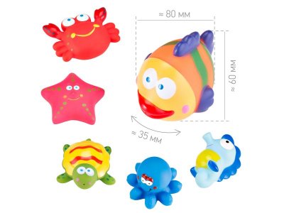 Набор игрушек для ванной Roxy-Kids Морские обитатели, 6 шт. 1-00345698_16