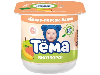 Биотворог Тёма Яблоко, персик и банан, 4,2%, 100 г 1-00386283_1