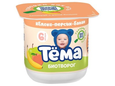 Биотворог Тёма Яблоко, персик и банан, 4,2%, 100 г 1-00386283_3