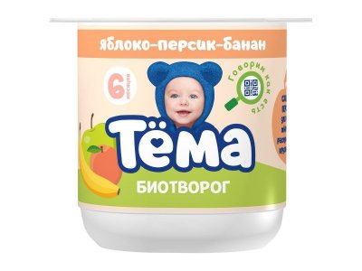 Биотворог Тёма Яблоко, персик и банан, 4,2%, 100 г 1-00386283_4