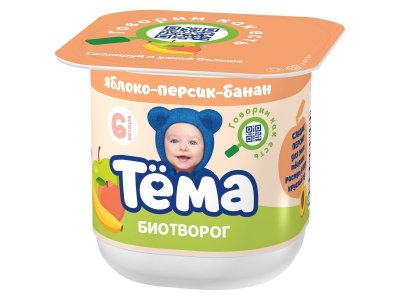 Биотворог Тёма Яблоко, персик и банан, 4,2%, 100 г 1-00386283_5