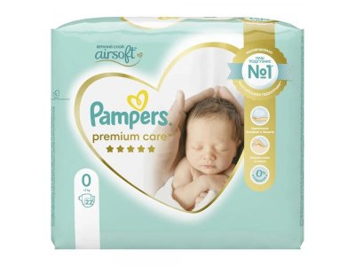 Подгузники Pampers Premium Care для новорожденных 0 (<3 кг), 22 шт. 1-00386552_3