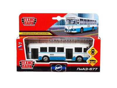 Модель Технопарк Автобус Лиаз-677 инерционный, 15 см 1-00387300_2