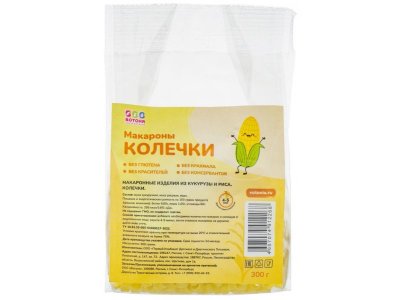 Макаронные изделия Вотоня Колечки кукурузно-рисовые без глютена, 300 г 1-00379666_5