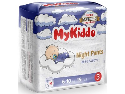 Подгузники-трусики ночные Mykiddo night M (6-10 кг) 19 шт. 1-00387919_1